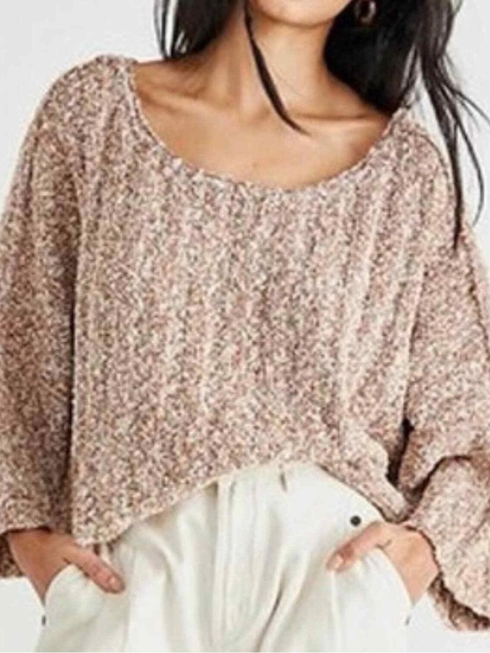 Free People Good Day Sweater Cropped Oversized Chunky Knit Size XS